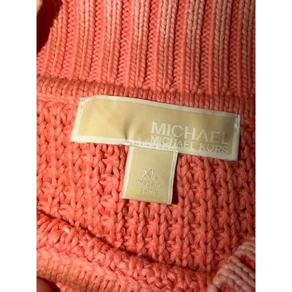 Michael Michael Kors Coral Orange Waffle Knit Mock Neck Sleeveless Sweater XL